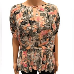 DKNY Pleated Printed Sleeveless Blouse Size NWT Size XL